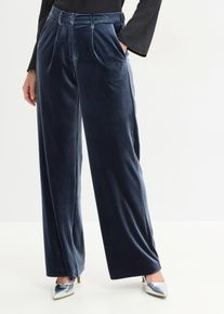 bonprix Hose aus softem Samt, blau, Gr.44, Modische Anzugshose aus softem Samt, aus Samt