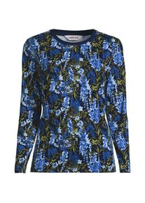 LANDS' END Lang&auml;rmeliges Supima-Shirt mit Rundausschnitt, Damen,  Blau, by Lands' End
