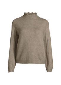 LANDS' END Stehbund-Pullover mit Muschelrand, Damen,  Beige, Wolle/Polyester/Polyacryl, by Lands' End