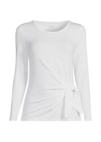 LANDS' END Langarmshirt mit Knotendetail aus Baumwolle/Modal-Mix, Damen,  Wei&szlig;, Elasthan/Baumwoll-Mischung, by Lands' End