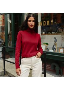 LANDS' END Feinstrick-Rollkragenpullover aus Baumwolle, Damen,  Rot, Baumwolle, by Lands' End