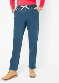 bonprix Mom-Jeans Mid Waist Thermo mit Bequembund, blau, Gr.44, Modische Thermo-Schlupf-Jeans mit elastischem Bund, innen angeraut, 70% Baumwolle