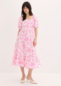 bonprix Midikleid aus reiner Bio-Baumwolle, wei&szlig;, Gr.36, feminines Midikleid aus reiner Bio-Baumwolle mit Puff&auml;rmeln und gerafftem Oberteil, 100% Baumwolle (organic)