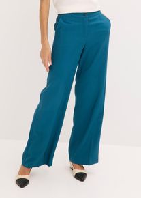 bonprix Leichte Marlenehose mit Viskose, petrol, Gr.44, elegante Hose mit weitem Bein
