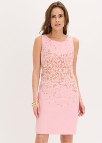 bonprix Etuikleid bedruckt, rosa, Gr.50, klassisches Etuikleid mit Schmetterlingsmuster, aus Satin