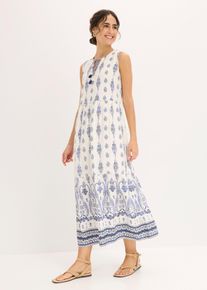 bonprix Maxikleid aus flie&szlig;ender Viskose, wei&szlig;, Gr.36, Ohne &Auml;rmel und mit Bindeband am Ausschnitt