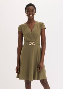 bonprix Jerseykleid mit dekorativer Schlie&szlig;e, gr&uuml;n, Gr.44/46 (L), schickes Jerseykleid mit dekorativer Schlie&szlig;e in der Taille
