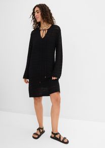 bonprix Mini-Strickkleid, schwarz, Gr.52/54 (XXL), Modernes Minikleid im Sommer-Strick, 50% Baumwolle