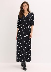 bonprix Maxikleid aus flie&szlig;ender Viskose, schwarz, Gr.38, bedrucktes Maxikleid aus flie&szlig;ender Viskose mit &uuml;berlappendem V-Ausschnitt vorne, aus Viskose
