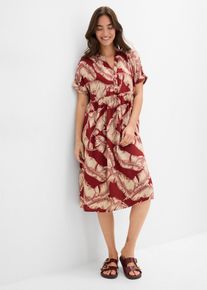 bonprix Midi Kaftan-Kleid aus flie&szlig;ender Viskose, rot, Gr.50, Lockeres Midi-Kleid mit Printdesign
