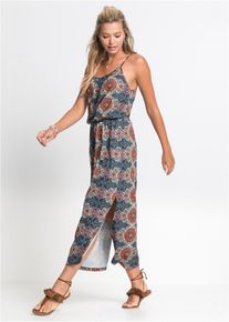 bonprix Maxikleid mit Seitenschlitzen, braun, Gr.44/46 (L), Schlank geschnittenes Kleid mit Schn&uuml;rung in der Taille