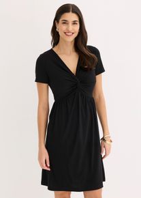 bonprix Jerseykleid mit tiefem Ausschnitt, schwarz, Gr.36/38 (S), Stylisches Kleid mit toller Passform