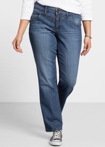 sheego Gro&szlig;e Gr&ouml;&szlig;en Gerade Jeans mit Used-Effekten, blue denim, Gr&ouml;&szlig;e 46 - Damen