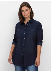 sheego Gro&szlig;e Gr&ouml;&szlig;en Jeansbluse mit Druckkn&ouml;pfen, dark blue denim, Gr&ouml;&szlig;e 56 - Damen