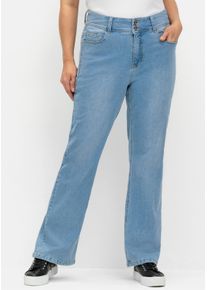 sheego Gro&szlig;e Gr&ouml;&szlig;en Bootcut-Jeans mit High-Waist-Bund, light blue-denim, Gr&ouml;&szlig;e 52 - Damen
