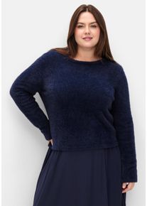 sheego Gro&szlig;e Gr&ouml;&szlig;en Pullover mit tiefem V-Ausschnitt hinten, marine, Gr&ouml;&szlig;e 48/50 - Damen