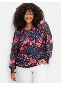 sheego by Joe Browns sheego Gro&szlig;e Gr&ouml;&szlig;en Langarmshirt, blau gemustert, Gr&ouml;&szlig;e 52/54 - Damen