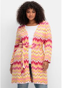 sheego by Joe Browns sheego Gro&szlig;e Gr&ouml;&szlig;en Longstrickjacke mit Zick-Zack-Muster, cremeros&eacute;-offwhite, Gr&ouml;&szlig;e 48/50 - Damen