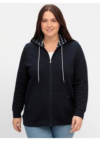 sheego Gro&szlig;e Gr&ouml;&szlig;en Sweatjacke in Waffelpiqu&eacute;-Struktur, nachtblau, Gr&ouml;&szlig;e 48/50 - Damen