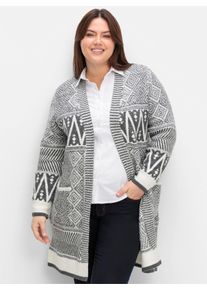 sheego by Joe Browns sheego Gro&szlig;e Gr&ouml;&szlig;en Longstrickjacke in verschlussloser Form, grau, Gr&ouml;&szlig;e 52/54 - Damen