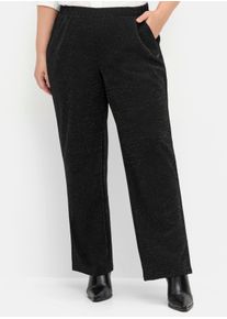 sheego Gro&szlig;e Gr&ouml;&szlig;en Stoffhose mit weitem Bein, schwarz, Gr&ouml;&szlig;e 56 - Damen