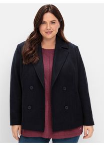 sheego Gro&szlig;e Gr&ouml;&szlig;en Kurzjacke mit zweireihiger Knopfleiste, tiefblau, Gr&ouml;&szlig;e 58 - Damen