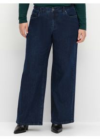 sheego Gro&szlig;e Gr&ouml;&szlig;en High-waist-Jeans mit durchgehend weitem Bein, dark blue denim, Gr&ouml;&szlig;e 54 - Damen