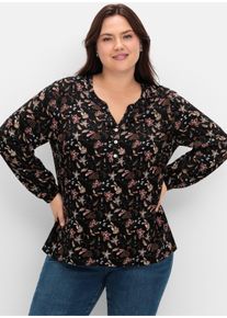 sheego Gro&szlig;e Gr&ouml;&szlig;en Tunika im Doppelpack, aubergine + schwarz-gemustert, Gr&ouml;&szlig;e 48 - Damen