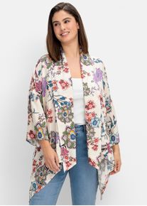sheego by Joe Browns sheego Gro&szlig;e Gr&ouml;&szlig;en Longbluse im Kimono-Stil, mit Blumendruck, offwhite-gemustert, Gr&ouml;&szlig;e 52/54 - Damen