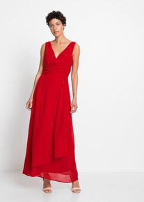 bonprix Maxikleid, rot, Gr.52, Elegantes Abendkleid aus feinem Chiffon mit tiefem Ausschnitt und Raffungen in der Taille