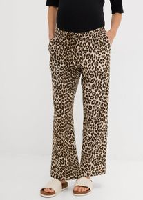 bonprix 2-in-1 Hose f&uuml;r die Schwangerschaft und danach aus reinem Baumwollmusselin, grau, Gr.46, Bedruckte Umstandshose mit Leoprint, 100% Baumwolle