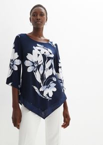bonprix Shirt-Tunika mit floralem Muster, blau, Gr.36/38 (S), figurumspielende Shirt-Tunika mit dekorativen Druck
