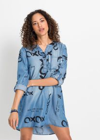 bonprix Kleid aus flie&szlig;endem Lyocell, blau, Gr.40, L&auml;ssiges Jeanskleid mit aufgesetzter Brusttasche