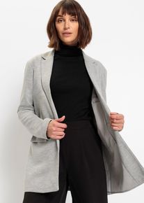 bonprix Langer Jersey-Blazer mit Taschen, grau, Gr.44, Modischer Jersey-Blazer mit leichten Schulter-Pads., aus Viskose