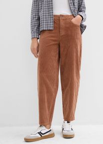 bonprix Cordhose in Barellform, braun, Gr.52, Barrelhose aus Baumwoll-Mix in 7/8-L&auml;nge. Mit elastischem Bund und aufgesetzten Ges&auml;&szlig;taschen., 98% Baumwolle