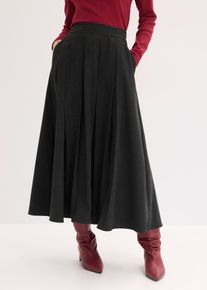bonprix Midirock aus softem Viskose-Mix, grau, Gr.36, Faltenrock in Midi-L&auml;nge mit seitlichen Taschen