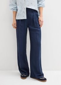 bonprix Twillhose mit Taillienregulierung, blau, Gr.50, Modern geschnitten, aus Viskose