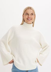 bonprix Pullover mit Stehkragen, wei&szlig;, Gr.48/50 (XL), Moderner Stehkragen-Pullover mit rundem Saum und weiten &Auml;rmeln