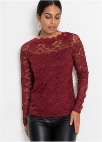 bonprix Spitzen-Langarmshirt, rot, Gr.40/42 (M), Wundersch&ouml;nes Shirt aus Spitze
