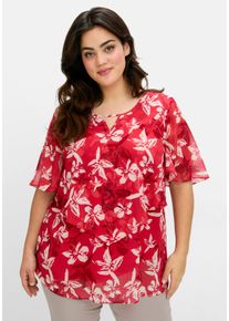 sheego Gro&szlig;e Gr&ouml;&szlig;en Tunika aus Chiffon, erdbeere-gemustert, Gr&ouml;&szlig;e 58 - Damen