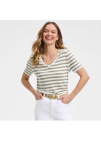 LANDS' END Soft Flow Shirt aus Leinenmix mit V-Ausschnitt, Damen,  Wei&szlig;, Leinen/Baumwolle Modal, by Lands' End