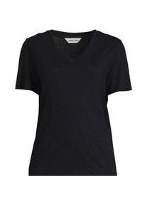 LANDS' END Shirt aus Leinenmix mit V-Ausschnitt, Damen,  Schwarz, Leinen/Baumwolle Modal, by Lands' End