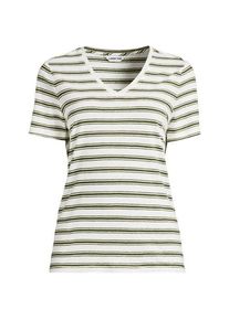 LANDS' END Soft Flow Shirt aus Leinenmix mit V-Ausschnitt, Damen,  Wei&szlig;, Leinen/Baumwolle Modal, by Lands' End
