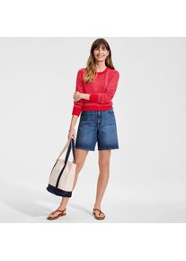 LANDS' END Soft Denim Mid Waist Jeansshorts 18 cm, Damen,  Blau, Baumwoll-Mischung, by Lands' End