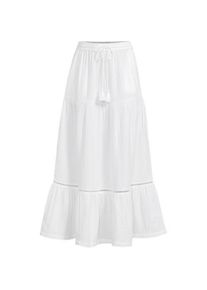 LANDS' END Maxi-Stufenrock aus Musselin, Damen,  Wei&szlig;, Baumwolle, by Lands' End