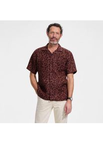 LANDS' END Kurzarm-Hemd aus reinem Leinen mit Kuba-Kragen, Herren,  Braun, Baumwolle/Leinen, by Lands' End