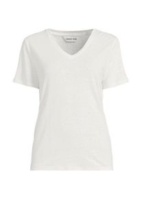 LANDS' END Soft Flow Shirt aus Leinenmix mit V-Ausschnitt, Damen,  Wei&szlig;, Leinen/Baumwolle Modal, by Lands' End