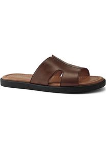 LANDS' END Leder-Pantoletten mit breitem Riemen, Herren,  Beige, Leder, by Lands' End