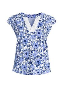 LANDS' END Baumwolle/Modal-Shirt mit Lochstickerei, Damen,  Blau, Elasthan/Baumwoll-Mischung/Baumwolle Modal, by Lands' End