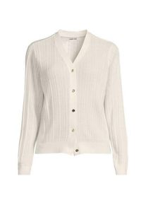 LANDS' END Rippstrick-Cardigan aus Seidenmix, Damen,  Wei&szlig;, Baumwolle/Seide/Nylon, by Lands' End